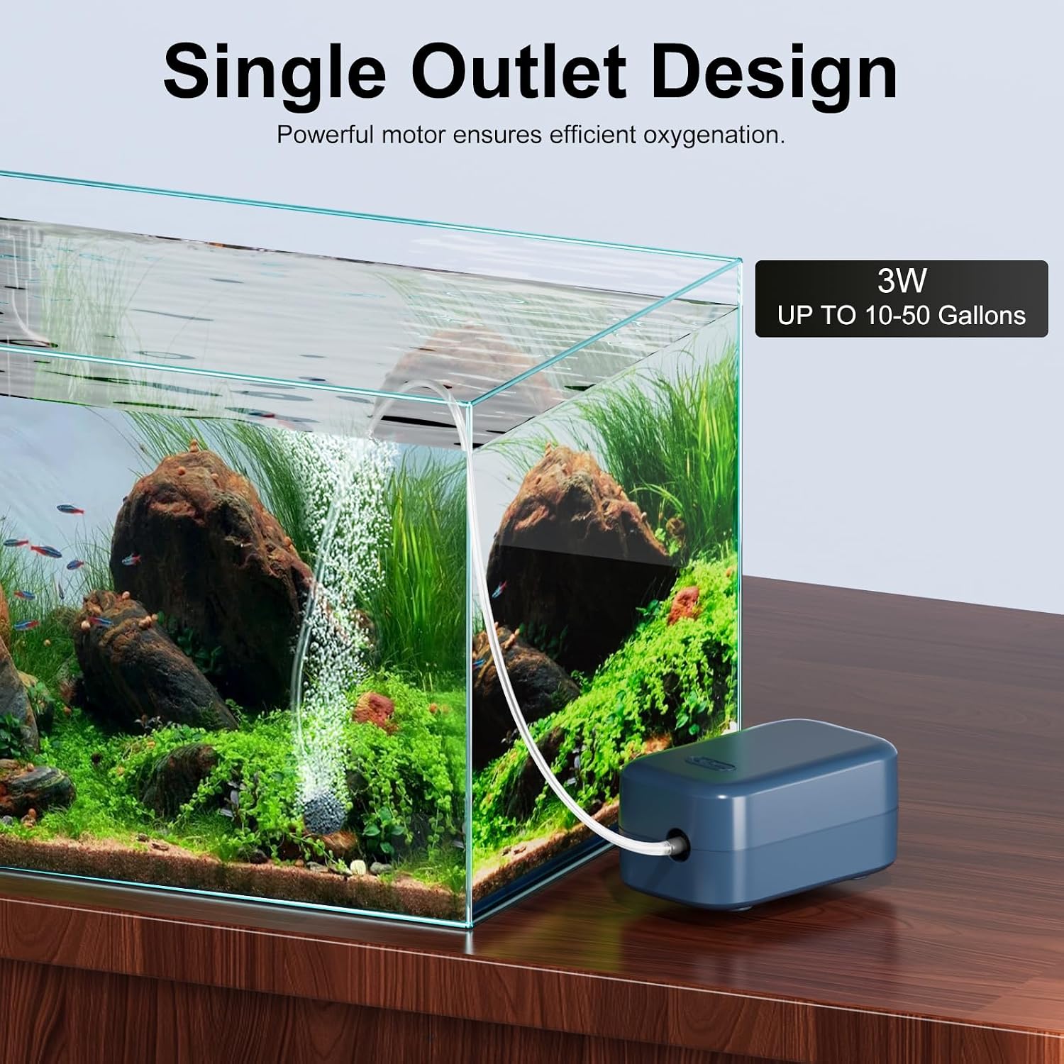 Complete aquarium bubbler kit with accessories