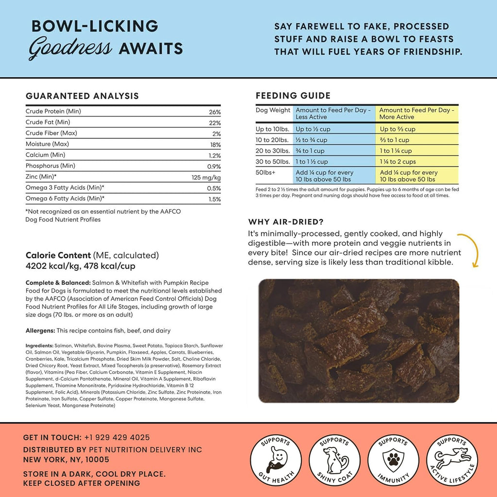 The Pets Table premium grain free dog food packaging showing ingredient details