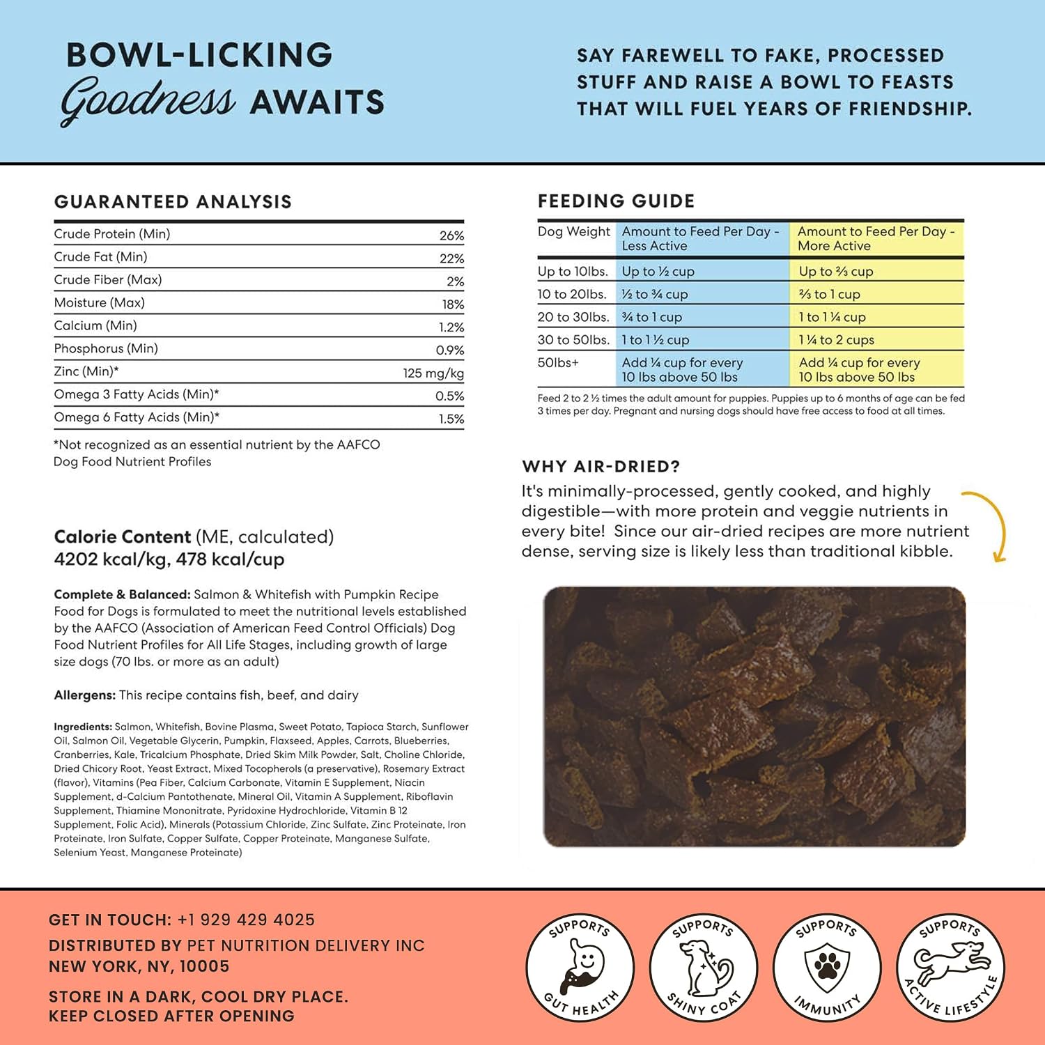 The Pets Table premium grain free dog food packaging showing ingredient details