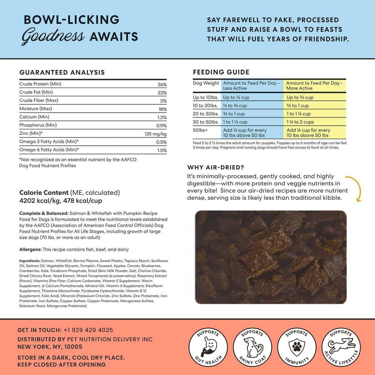 The Pets Table premium grain free dog food packaging showing ingredient details