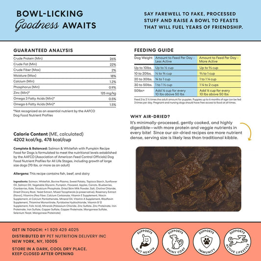 The Pets Table premium grain free dog food packaging showing ingredient details