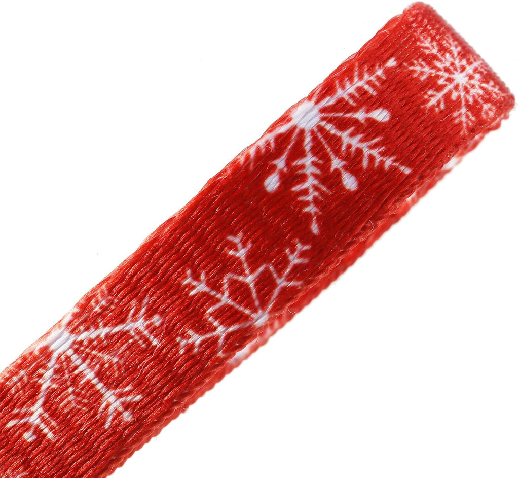 BoomBone Christmas pet collar displayed with the removable winter snowflake charm.