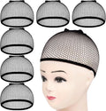 Morgles 6 piece black mesh net wig caps set
