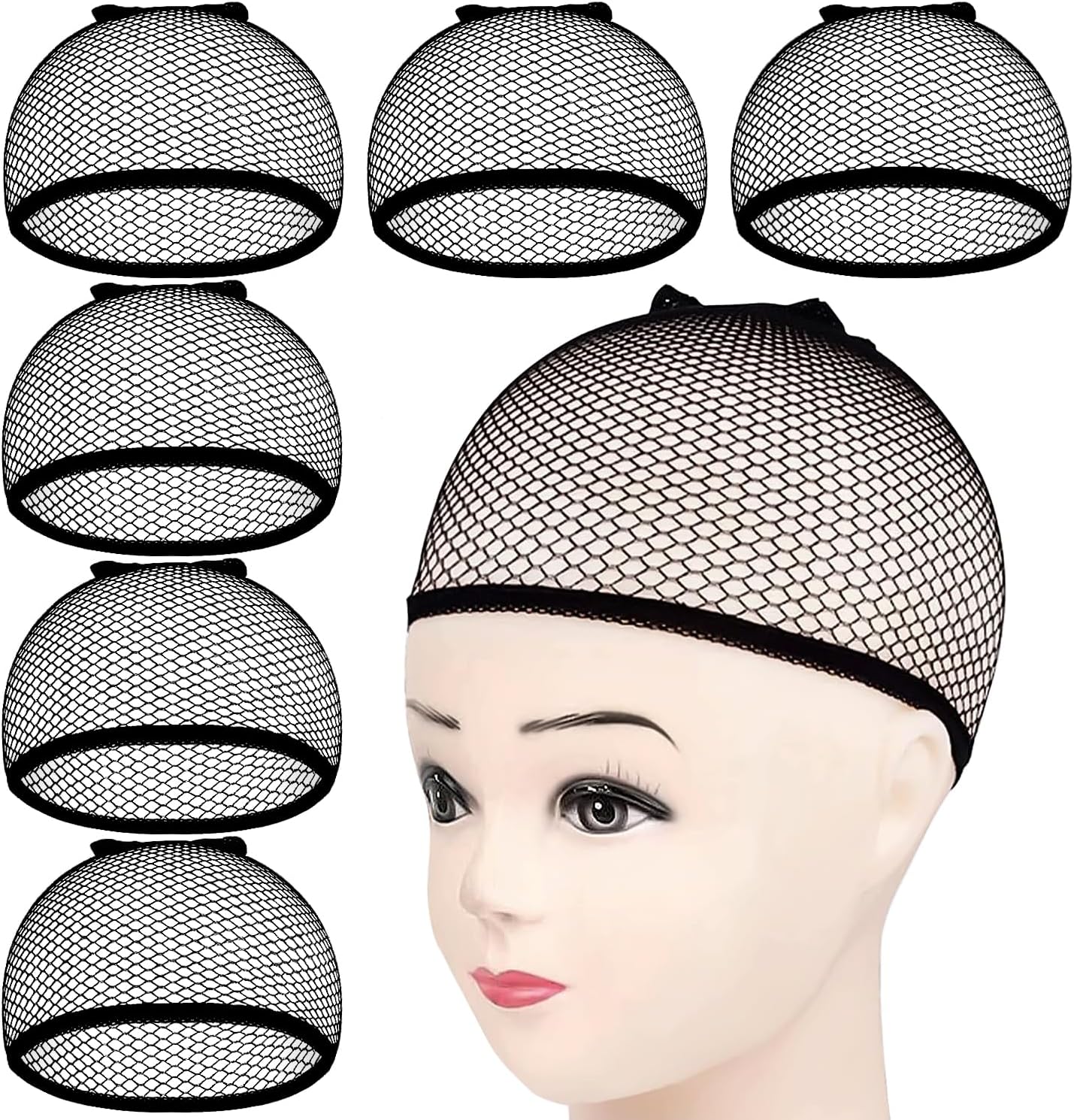 Morgles 6 piece black mesh net wig caps set
