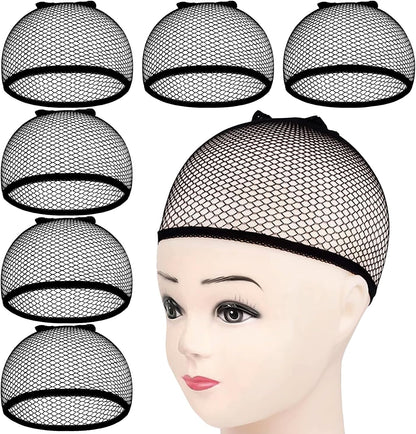 Morgles 6 piece black mesh net wig caps set