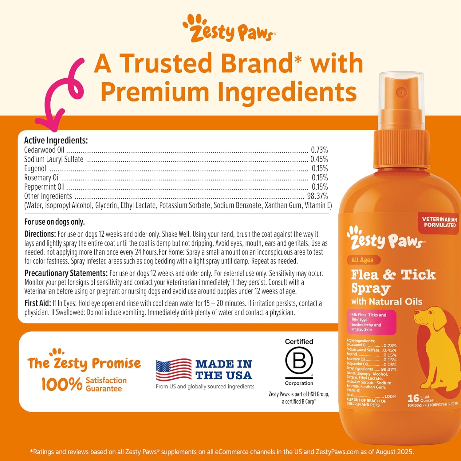 Zesty Paws Flea and Tick Spray for Dogs - Kill Fleas, Ticks & Their Eggs - Veterinarian Formulated - Soothes Itchy & Irritated Dog Skin - Cedarwood Oil, Rosemary Oil & Peppermint Oil - Image 10