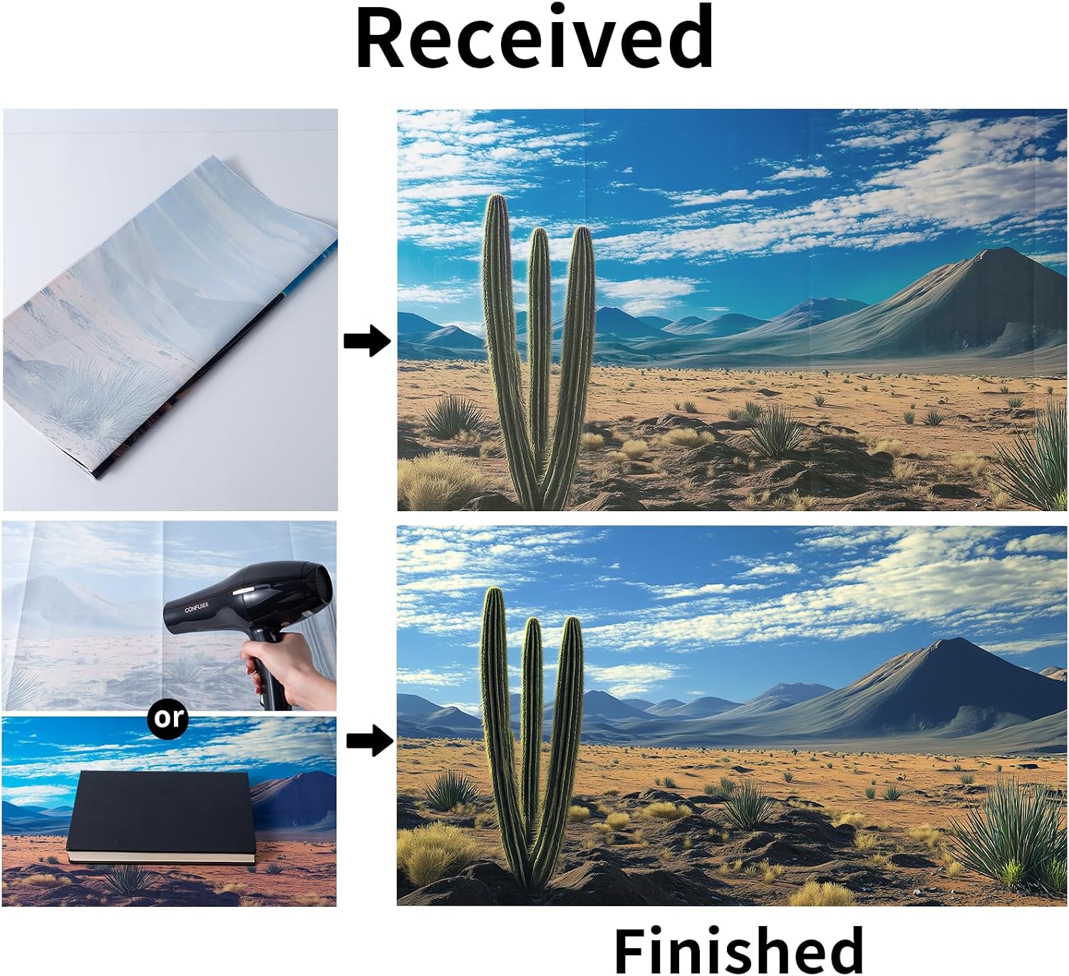 Bubble free aquarium background installation using double sided tape.