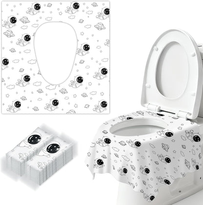 BakeToilet disposable toilet seat covers space theme package front view showing individual wrapping.