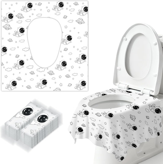 BakeToilet disposable toilet seat covers space theme package front view showing individual wrapping.