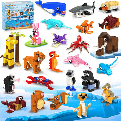 Hogokids 24 Pack Party Favors front view showing multiple individually wrapped animal building block kits