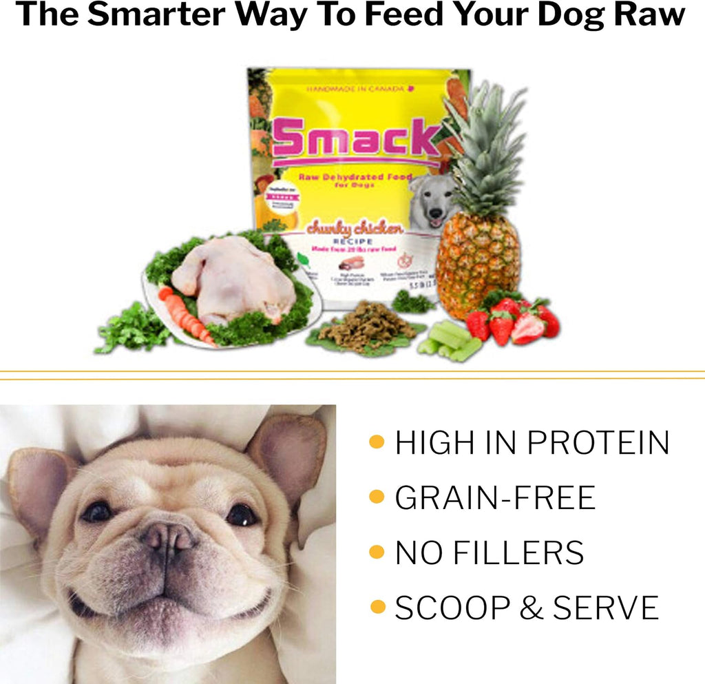 Smack organic grain-free dog food pouch packaging