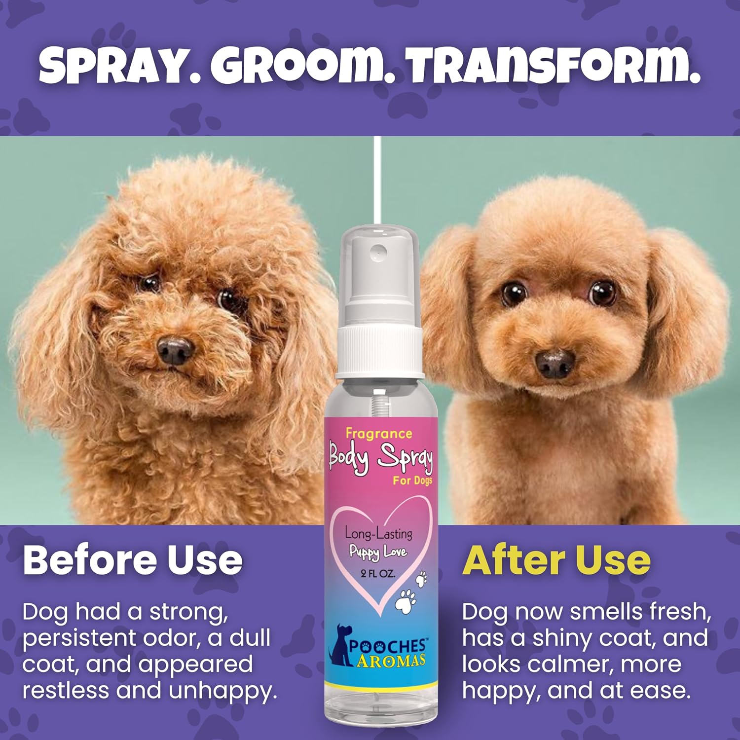 Pooches Aromas premium canine cologne long lasting freshness formula