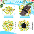 Assorted colorful floral patterns of chiffon pet collar decorations spread out on a white backdrop