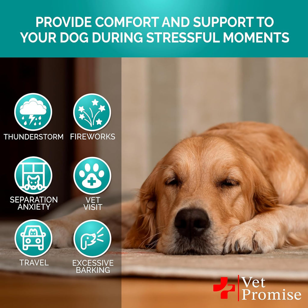 USA imported dog anxiety relief chews package graphics focusing on the 70 count quantity indicator.