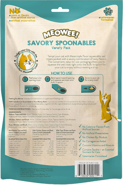 Meowee! lickable cat treat tube with built-in spoon detail