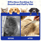 Ergonomic blue handle pet grooming comb for medium dogs