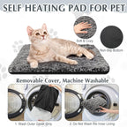 Drydiet self heating cat pad placed inside a pet travel crate for warmth.