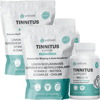 Enliven extra strength tinnitus relief support front view pouch and bottle packaging