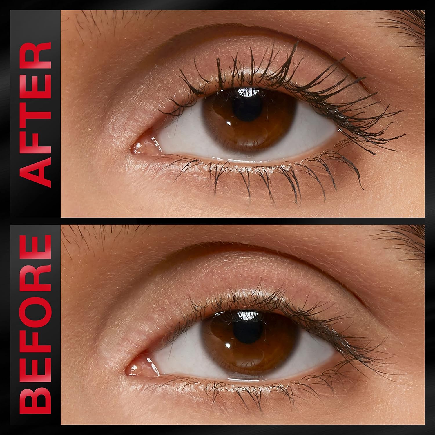 Maybelline Lash Stiletto Ultimate Length mascara wand showing the wet, glossy black patent formula on the brush.