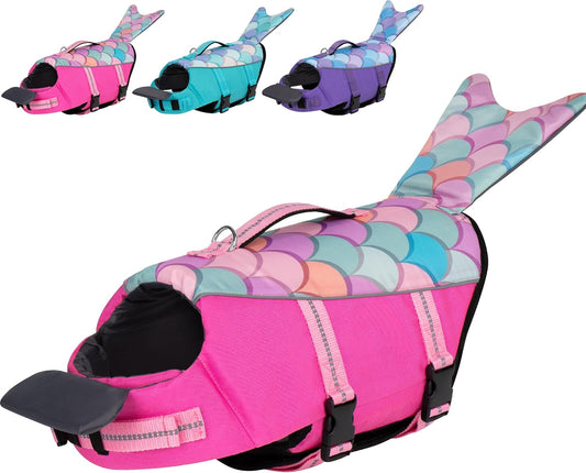 Cyeollo dog life jacket mermaid pink small front view