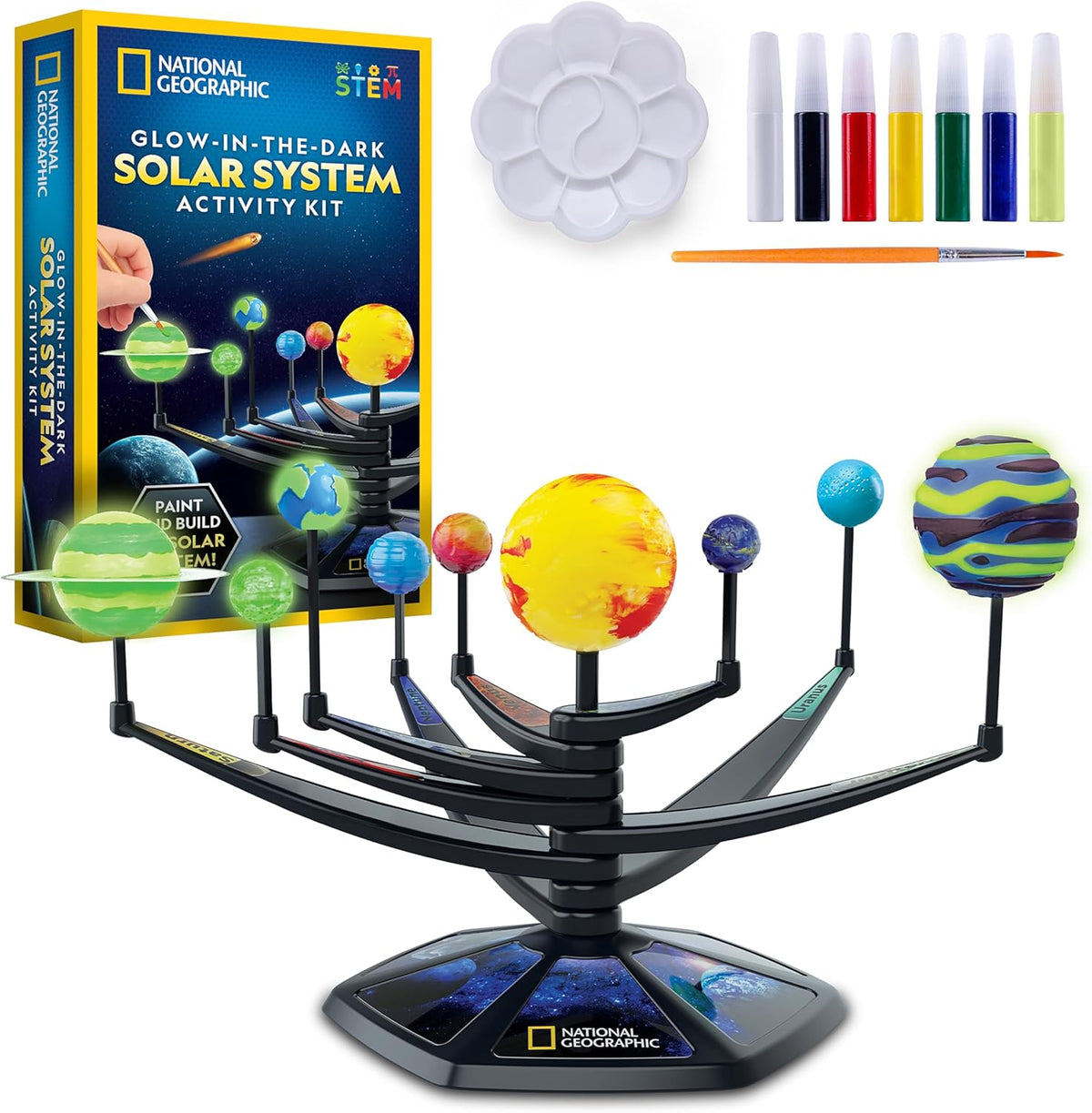 National Geographic Glow In The Dark Solar System Model Kit front view of packaging
