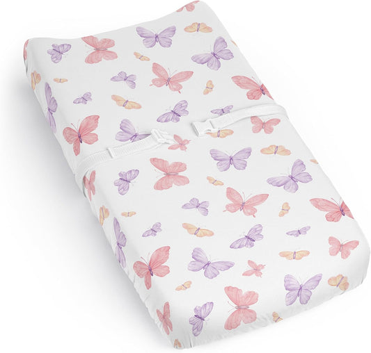 Sweet Jojo Designs butterfly print changing pad cover front view