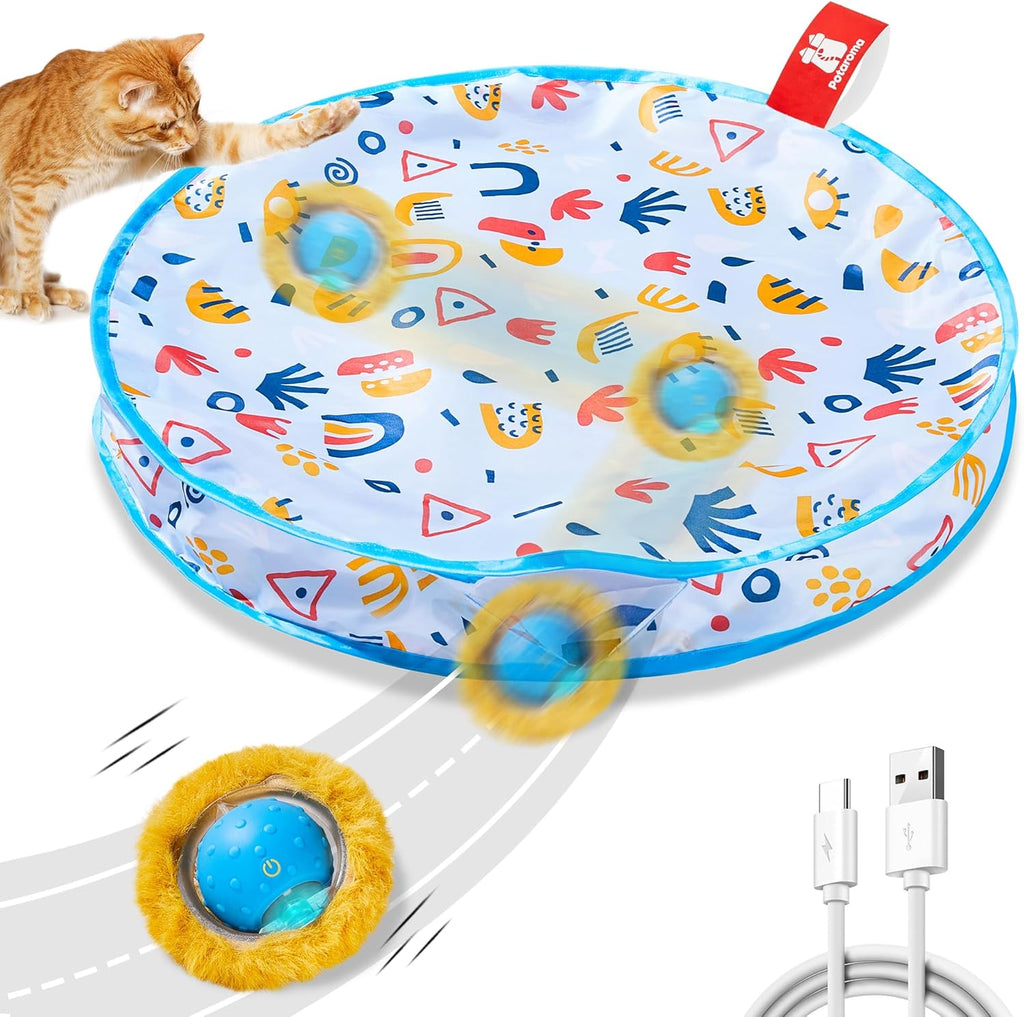 Potaroma interactive cat toy with 28-inch play mat front view