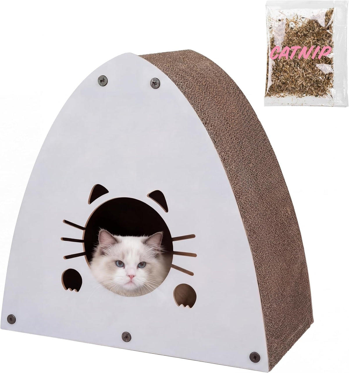 The Licker Store Koko eco friendly corrugated cat scratcher house internal nesting area
