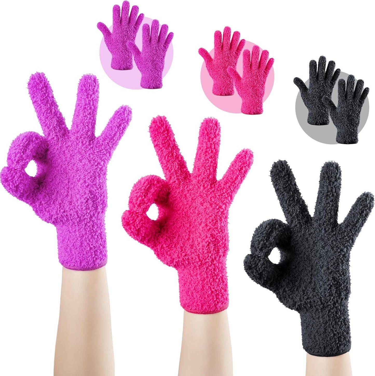 Aphlos Reusable Microfiber Hair Dye Gloves front view showing purple fabric texture for professional hair coloring.