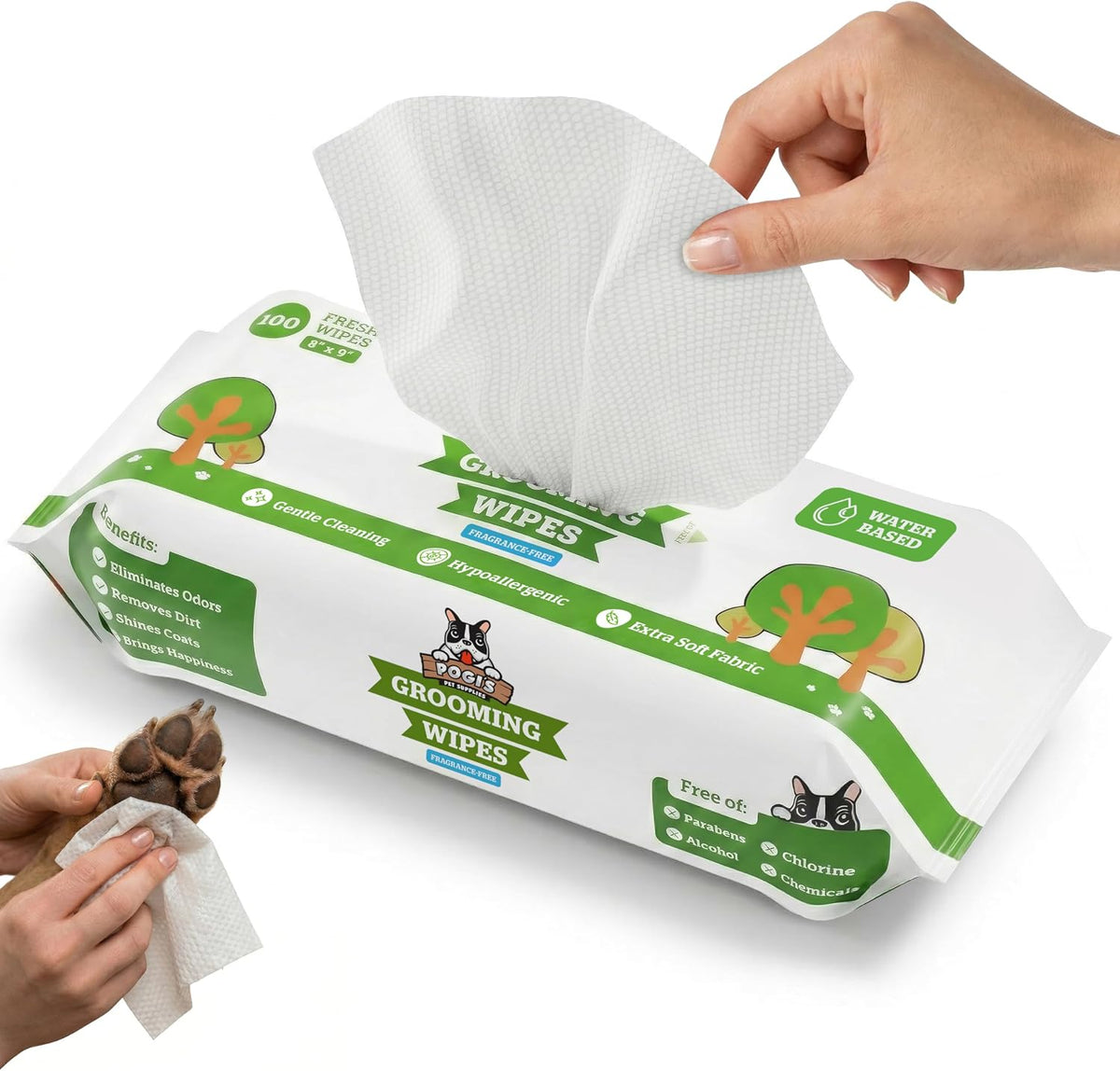 Pogi's Pet Supplies grooming wipes pack front view