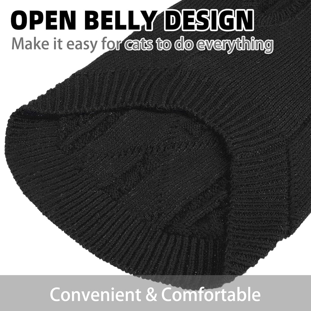 PUPTECK black knitwear turtleneck pullover for kittens close up texture