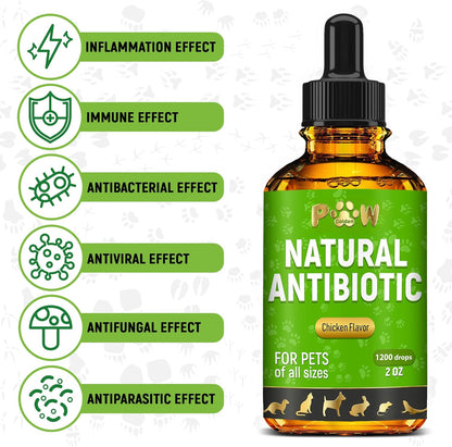 Golden Paw natural antibiotic drops for rabbits and guinea pigs side label