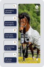 Equinavia lightweight nylon horse sheet highlighting the durable midweight mesh texture.