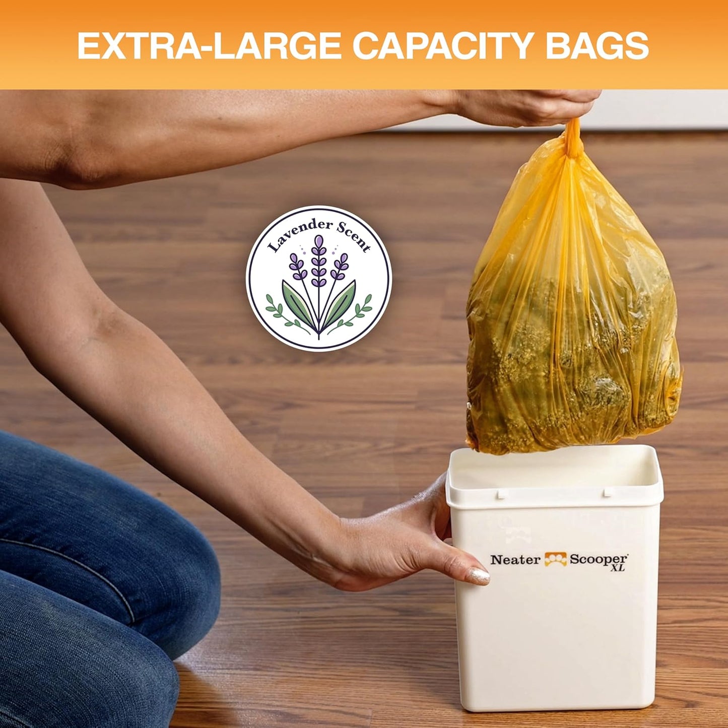 Durable orange waste bags for cat litter scooping