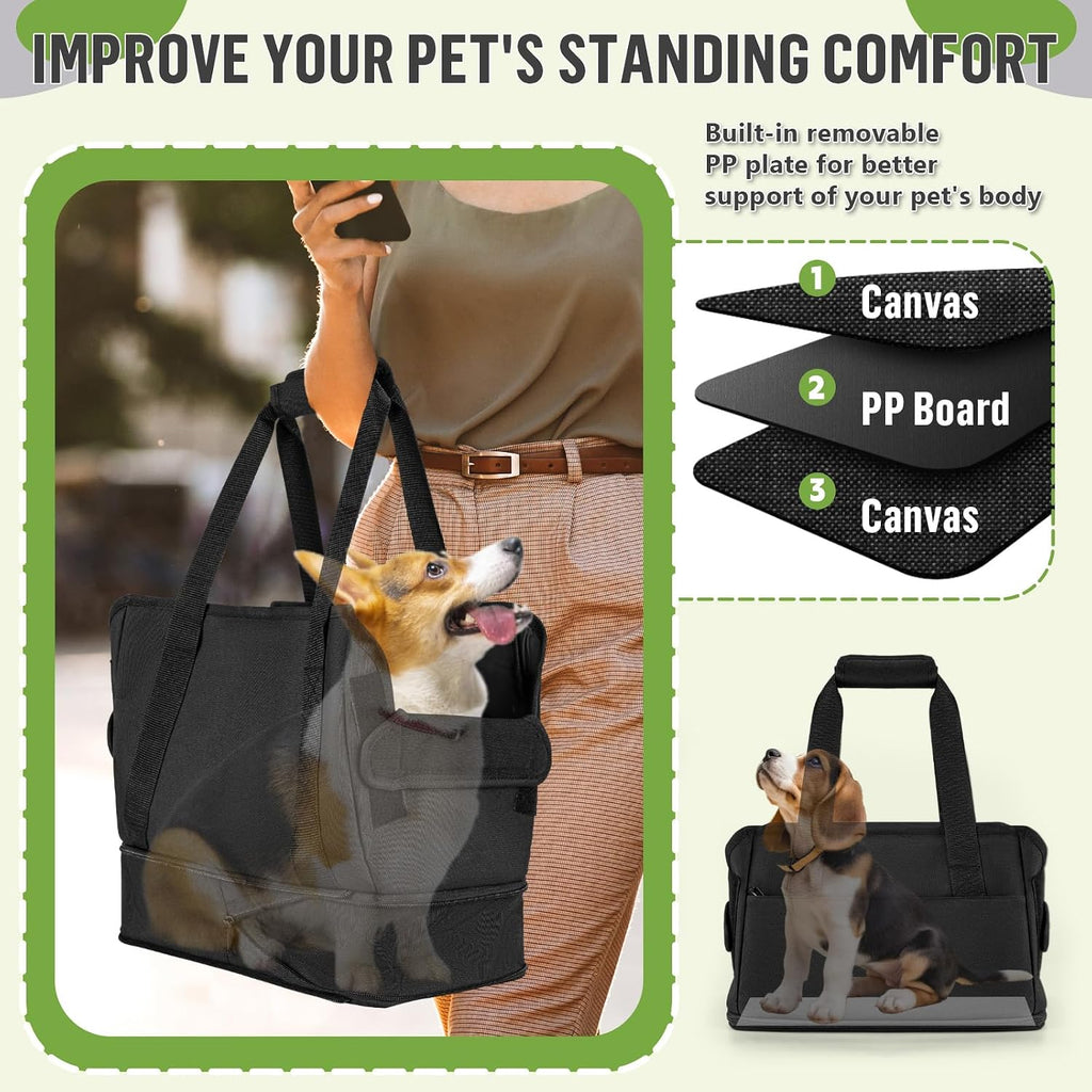 Small puppy resting in Likesing travel purse carrier