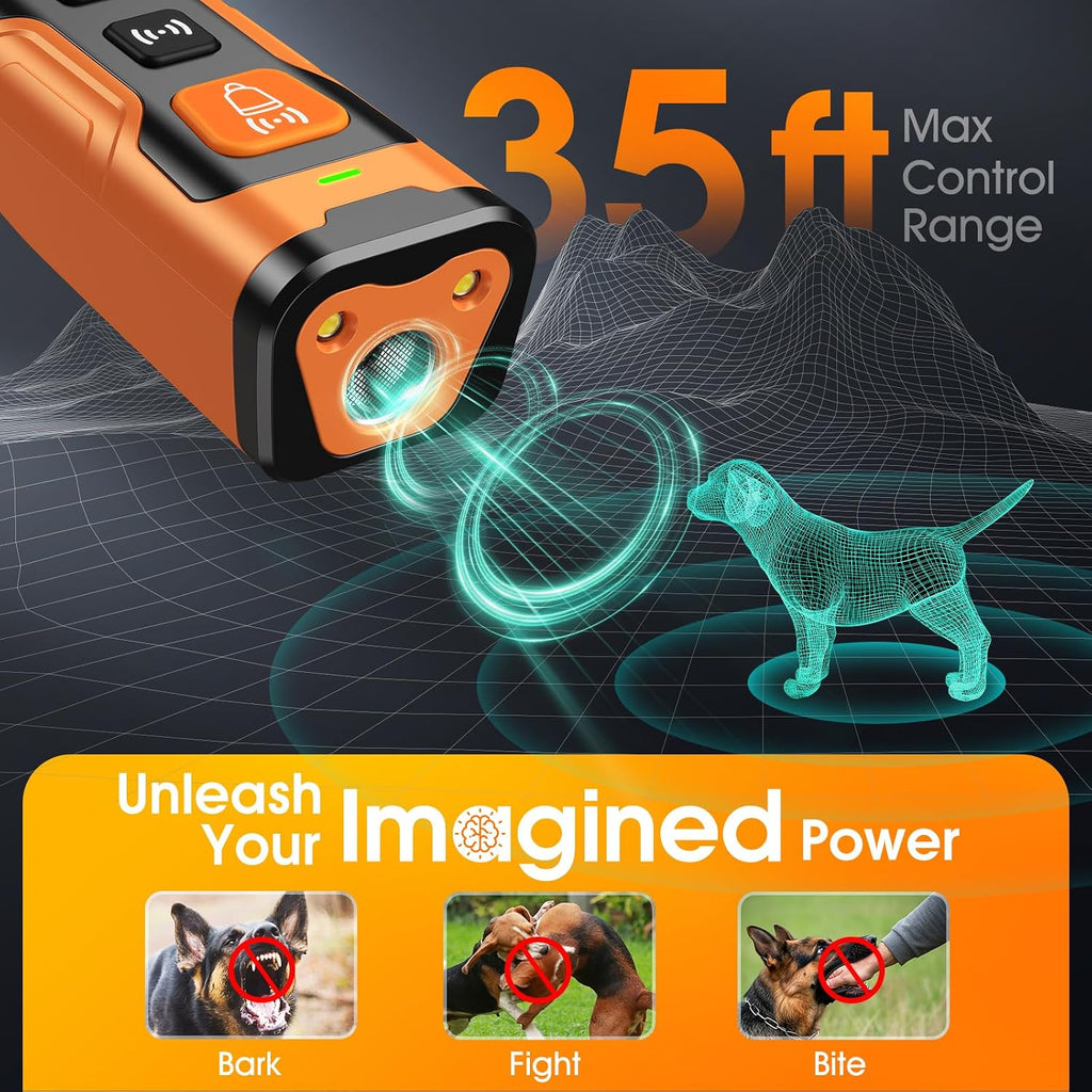 Handheld ultrasonic bark stopper for indoor and outdoor use