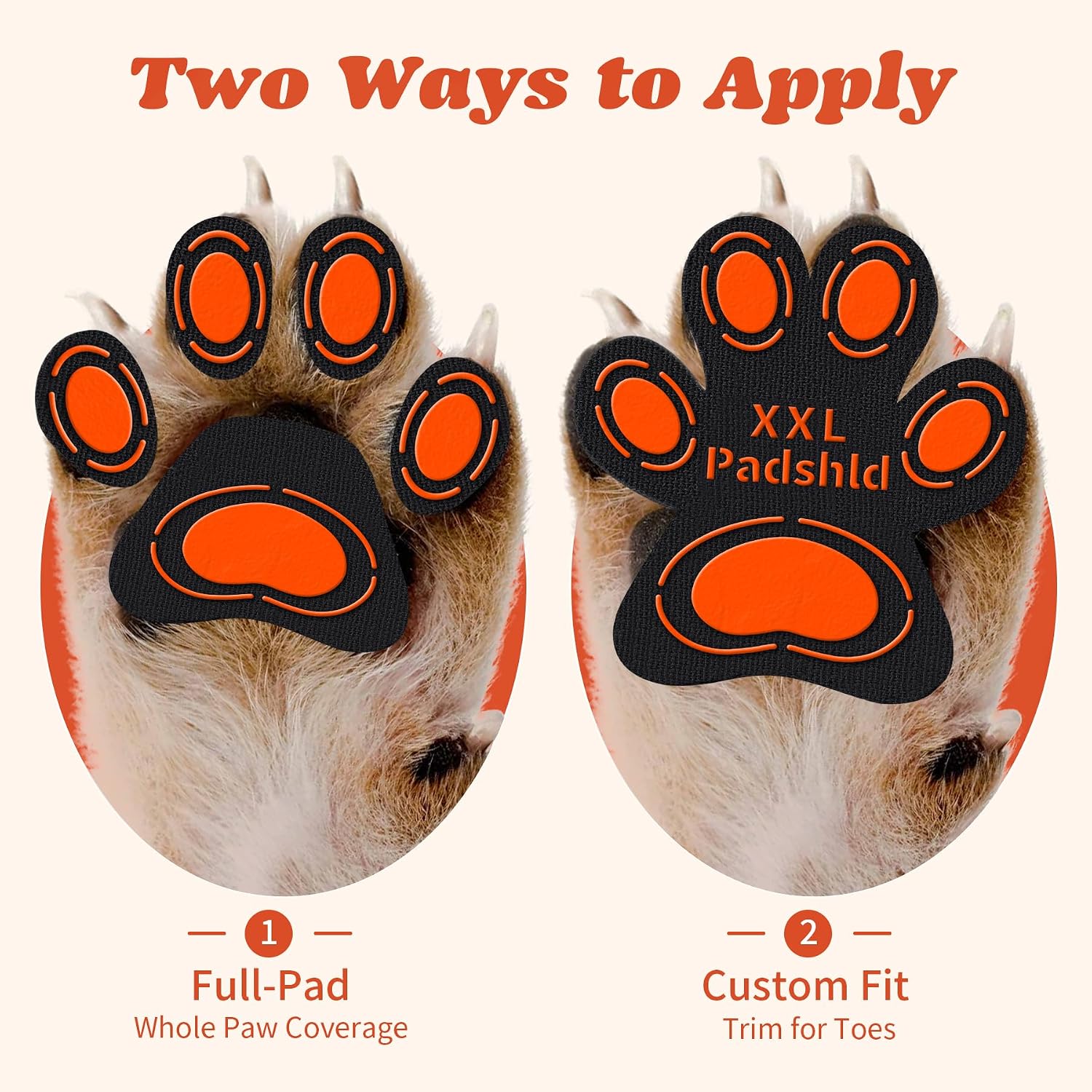 Bottom view of dog paw showing rubberized grip texture