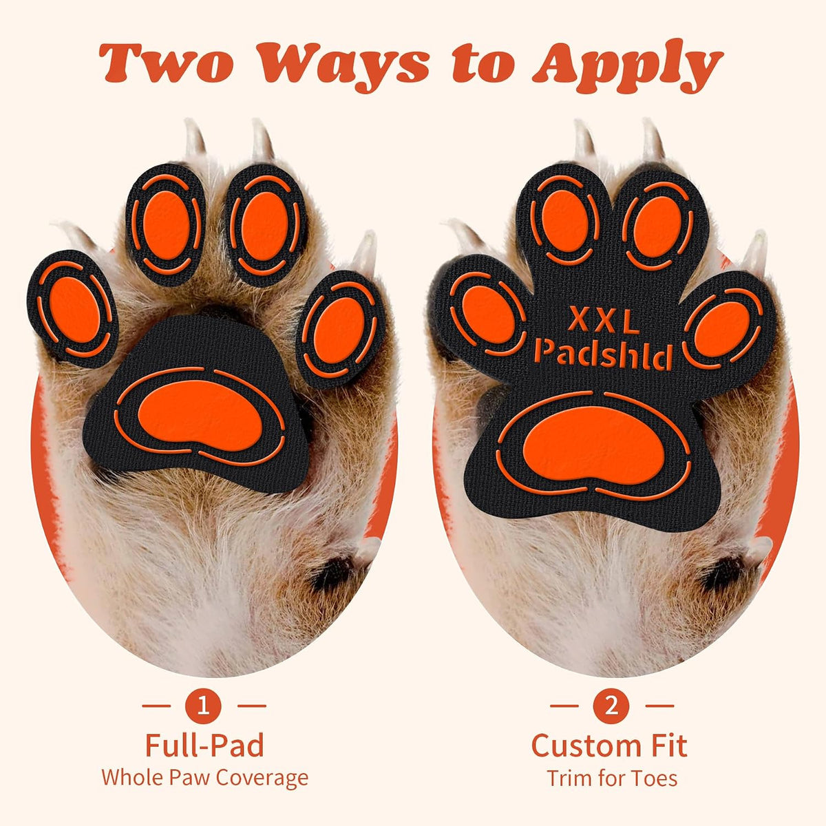 Bottom view of dog paw showing rubberized grip texture
