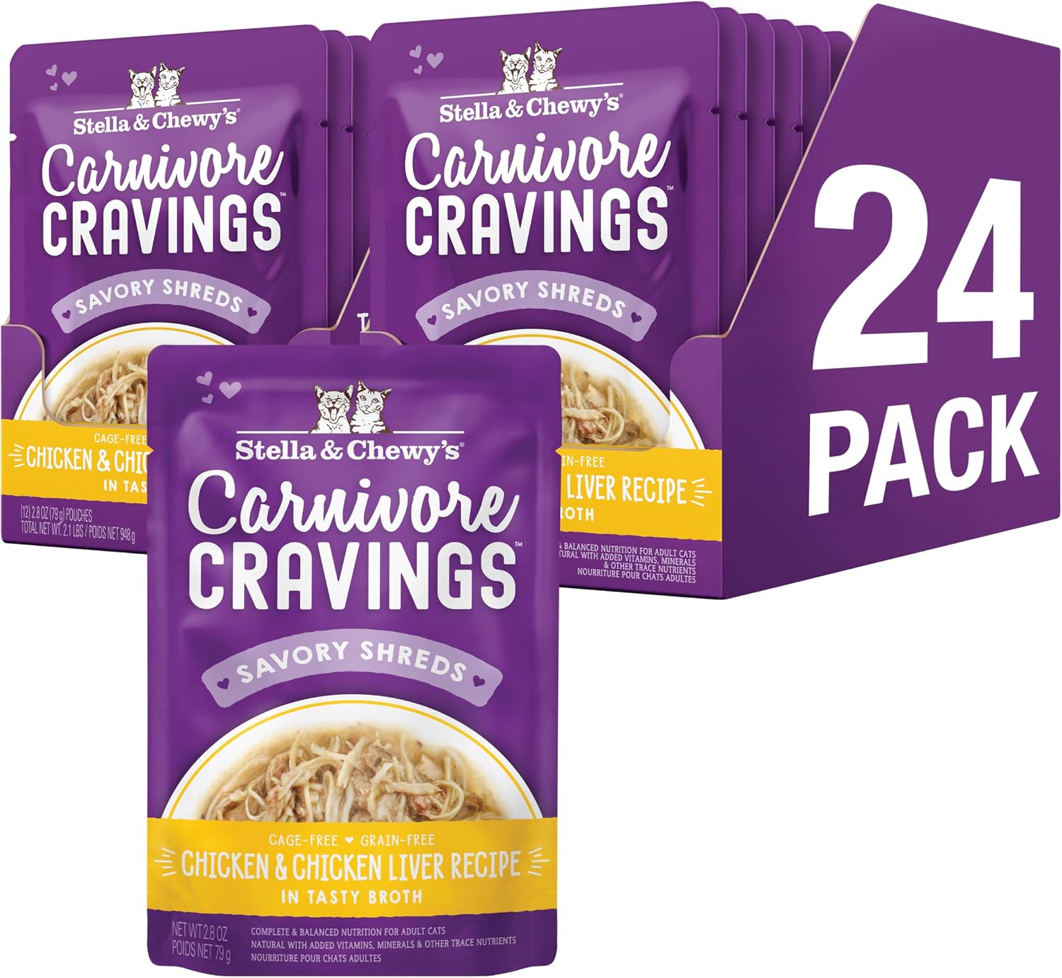Stella & Chewy's Carnivore Cravings Wet Cat Food - Premium Pouches - Grain Free, High Protein Salmon, Tuna & Mackerel - Perfect For Picky Eaters - Complete Meal or Topper (2.8 oz, 24 Pack) - Image 11
