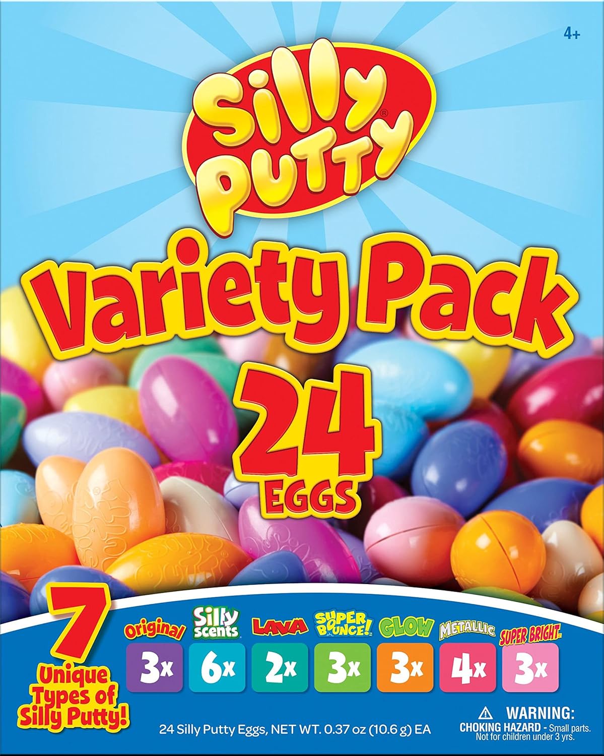 Crayola Silly Putty Bulk Variety Pack front view showing 24 colorful sensory eggs