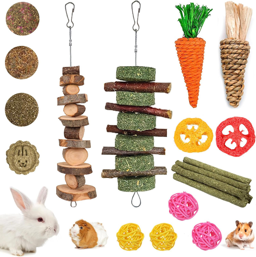 Grddaef bunny chew toys front view of 20 piece set