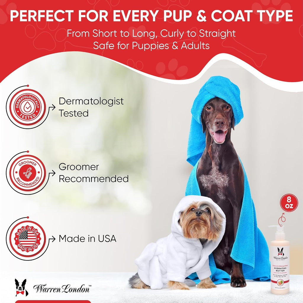 Premium imported USA dog conditioner for itchy skin and dandruff relief