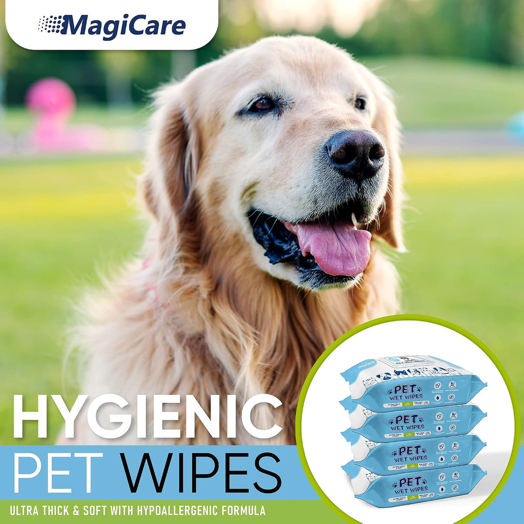 Magicare unscented pet wipes extra thick sheets for cat cleaning.