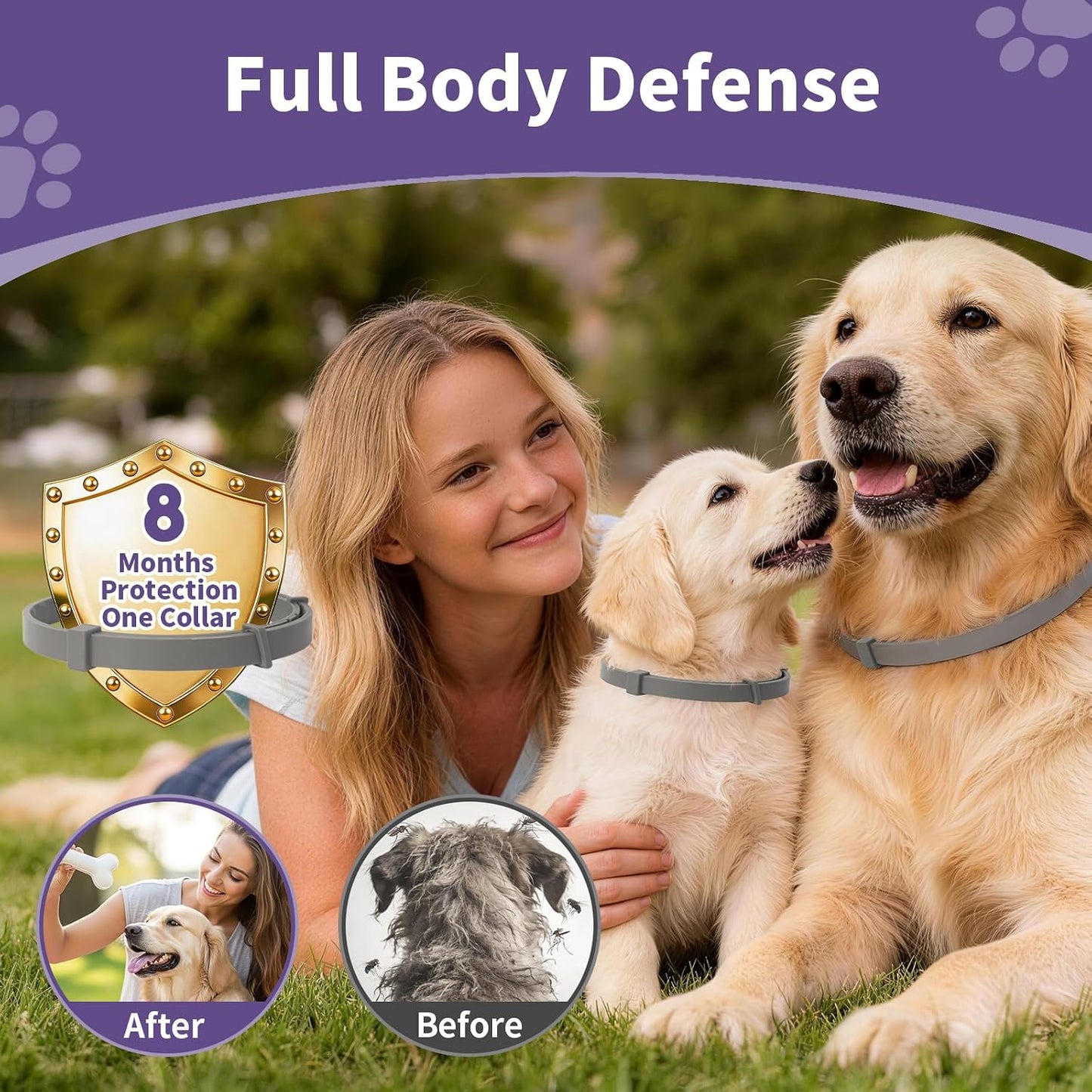 Adjustable natural essential oil pet collar for small and large breeds