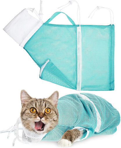 Cat Shower Net Bag Grooming Bathing Adjustable Washing Bag Multifunctional Cat Restraint Accessories Prevent Biting Scratching, Nail Trimming, Ears Clean, Keeping Calm(Grey) - Image 9