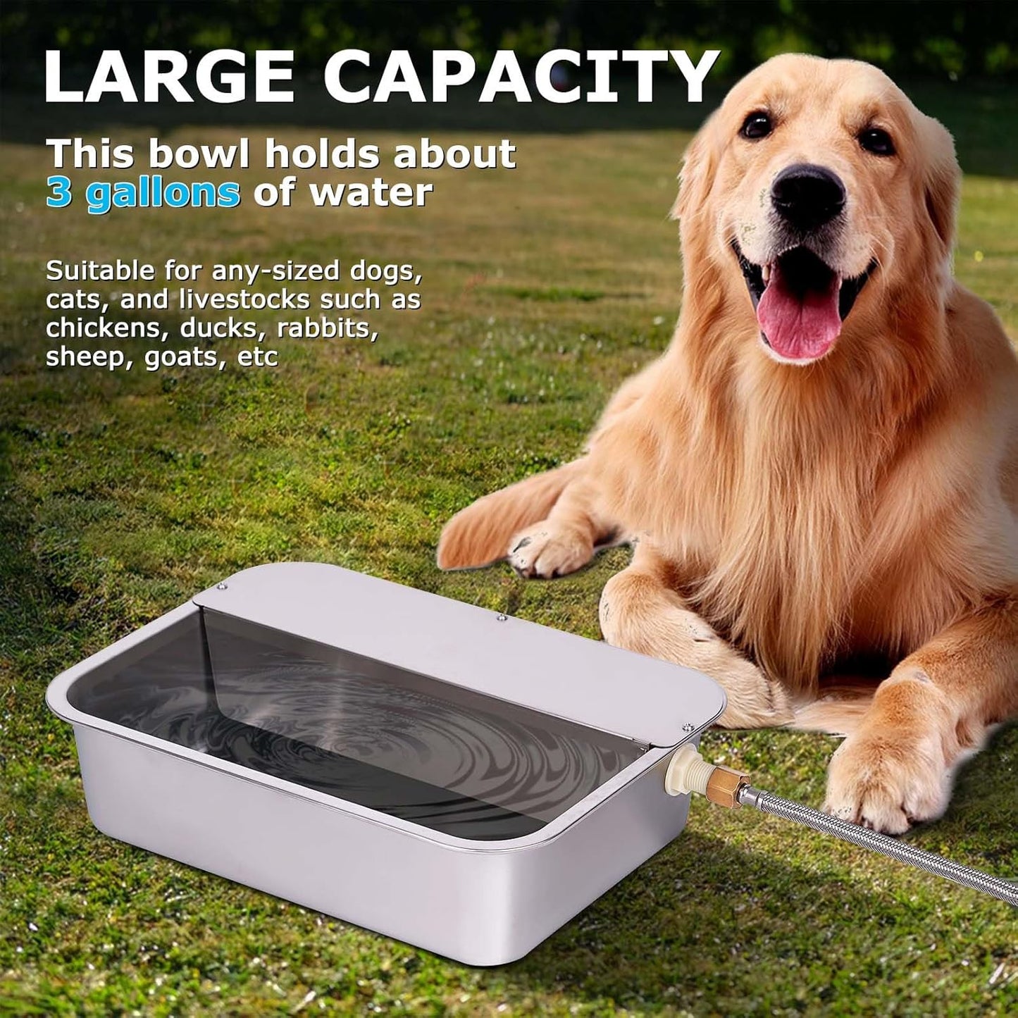 ZHEQOGZH three gallon self filling outdoor pet waterer with float valve connection