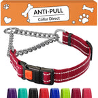 CollarDirect Martingale Dog Collar Heavy Duty Nylon Slip Collars for Small Medium Large Dogs [Stainless Steel Chain and Quick Release Buckle, Reflective, Pink, L, 17"-22"] - Image 13