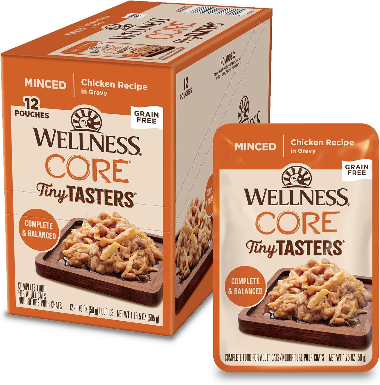 Wellness CORE Tiny Tasters Flaked Adult Wet Cat Food, Natural, Protein Rich, Grain Free, Tuna and Salmon Recipe, 1.75 oz, Pack of 12 Pouches - Image 15