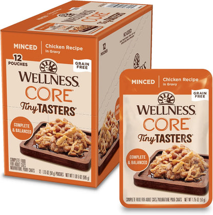 Wellness CORE Tiny Tasters Flaked Adult Wet Cat Food, Natural, Protein Rich, Grain Free, Tuna and Salmon Recipe, 1.75 oz, Pack of 12 Pouches - Image 15