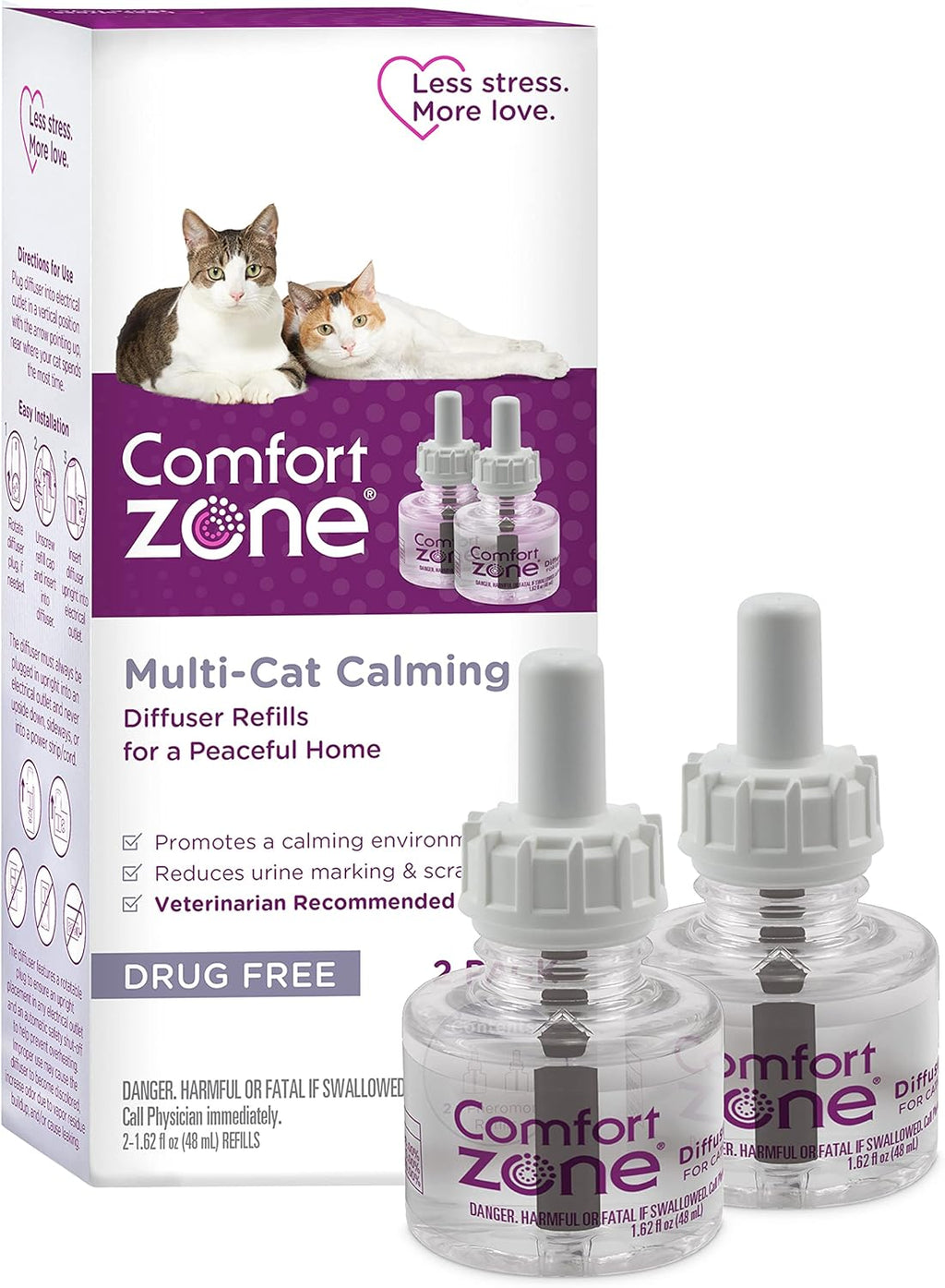 COMFORT ZONE Multi Cat Calming Diffuser Refill, 6 Pack - Cat Calming Pheromone Refills Help Reduce Anxiety, Stress, Scratching, Urine Marking, Multi-Cat Aggression, (30-Day Refills, 180-Day Supply) - Image 10